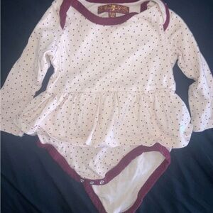 7 For All Mankind Cream and Burgundy Kids Bodysuit
